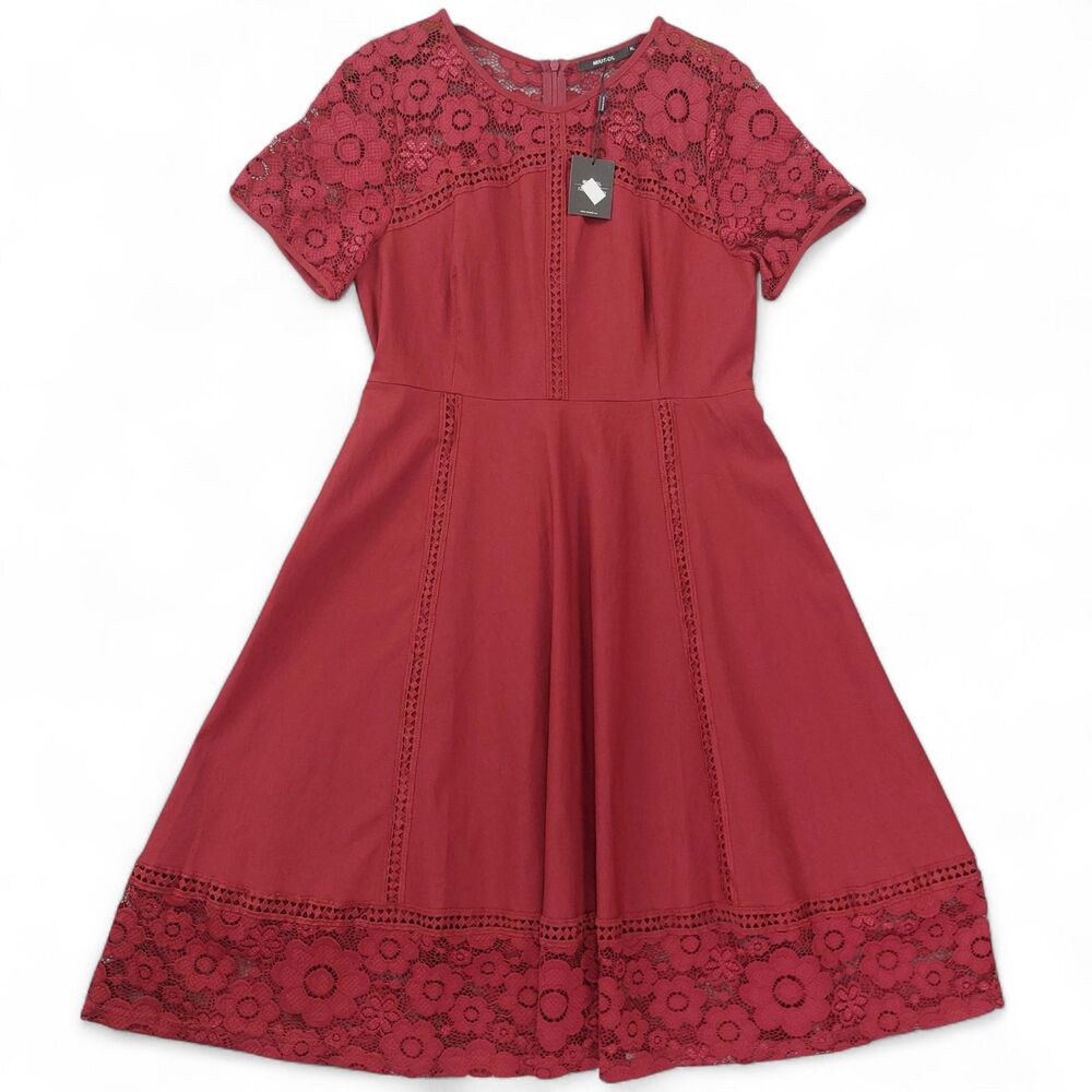 MIUSOL Red Lace Fit & Flare Dress Sz XL Floral Lace Cocktail Party Wedding Guest - Picture 2 of 13